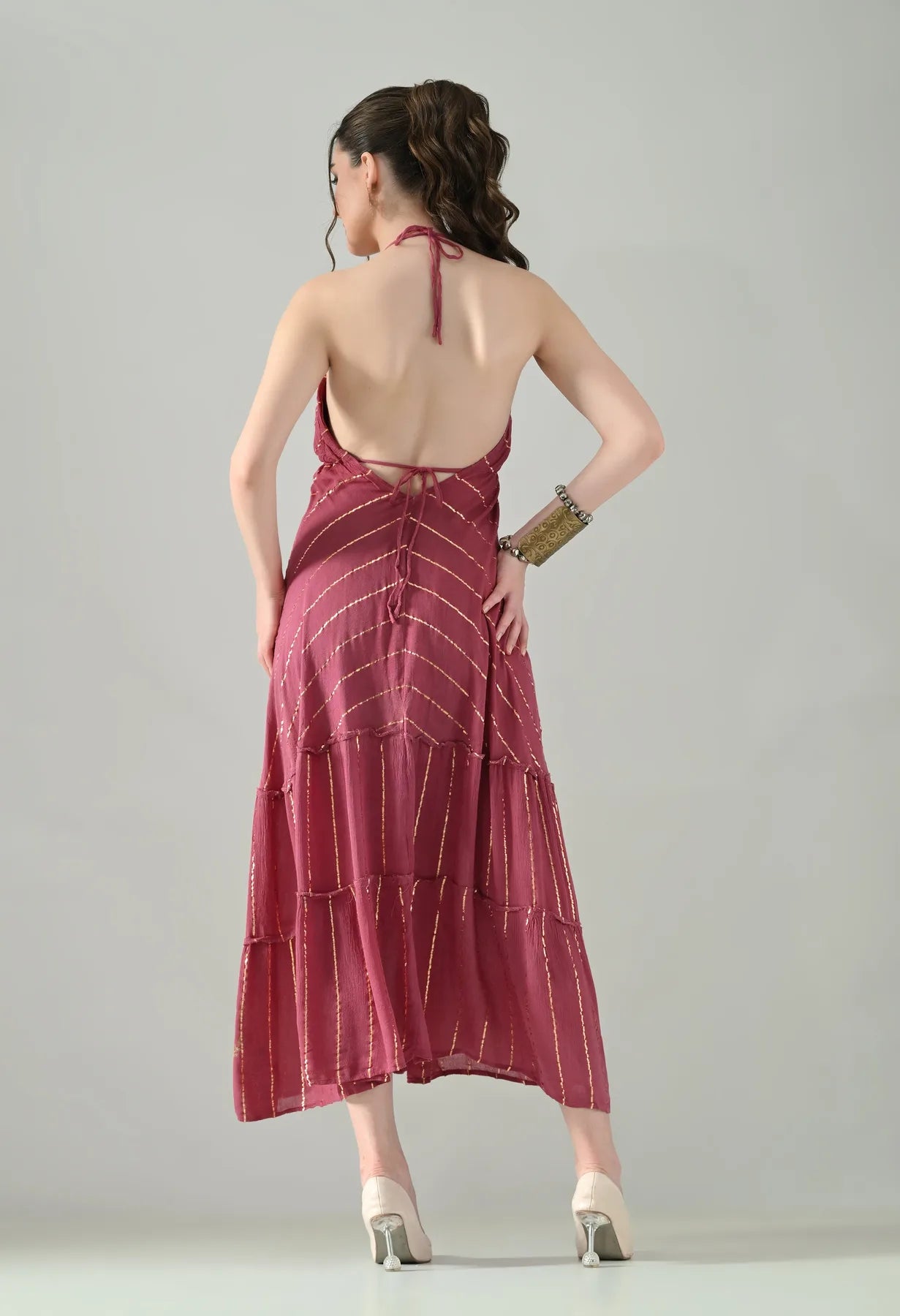 Aurora Foil Print Lurex Dress