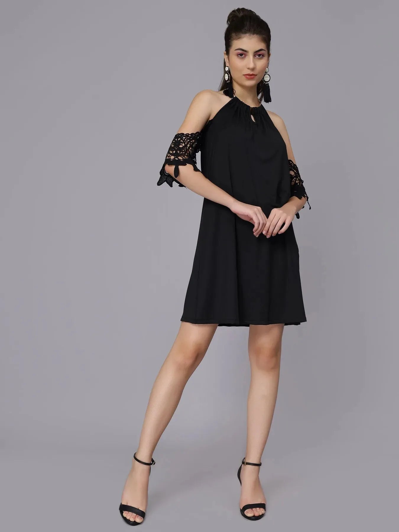 Off-Shoulder Lace Cutout Dress