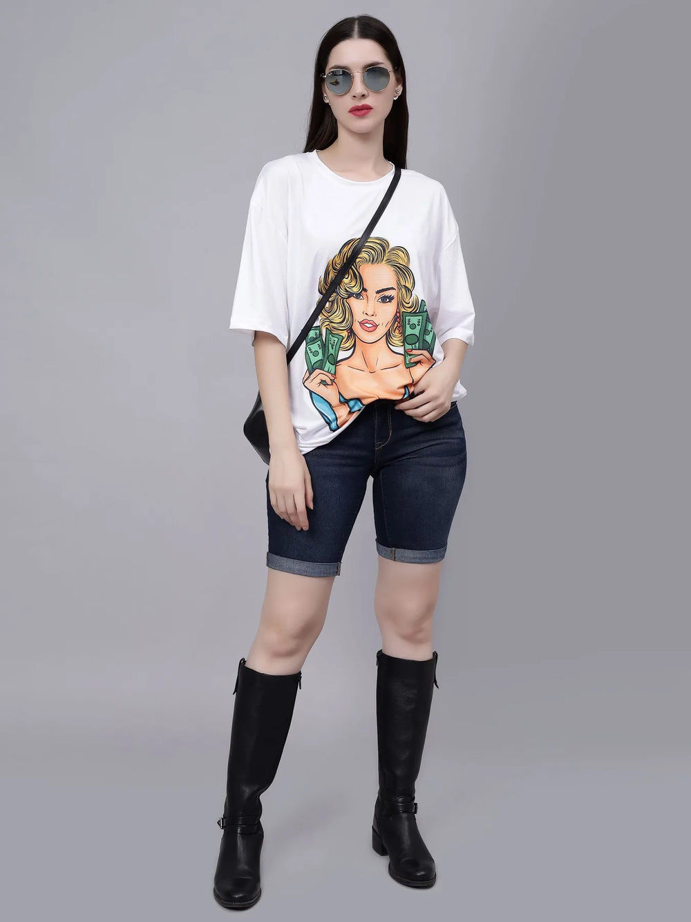 Gambling Girl Graphic Oversized T- Shirt