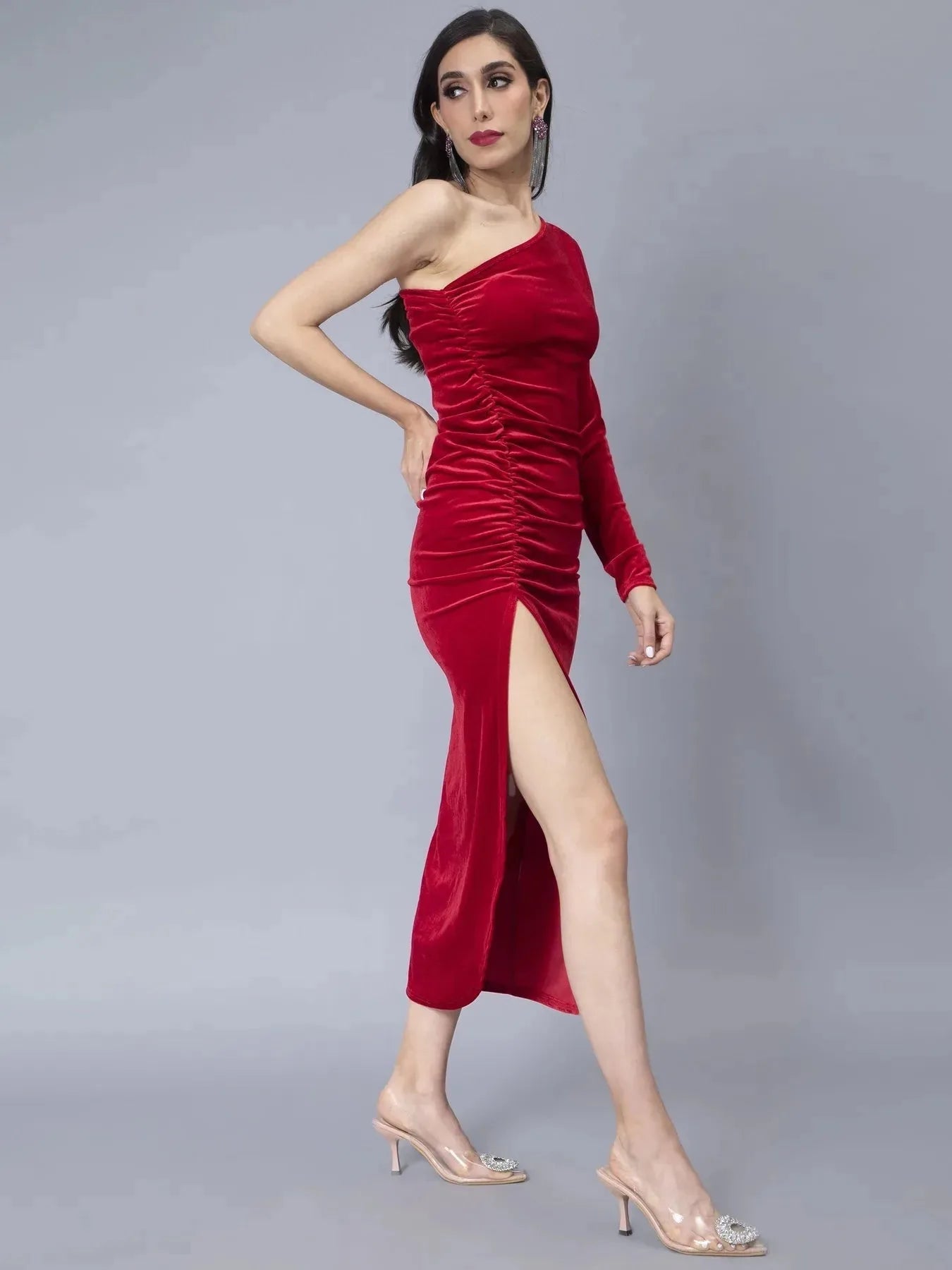 Slit Velvet Cocktail Dress