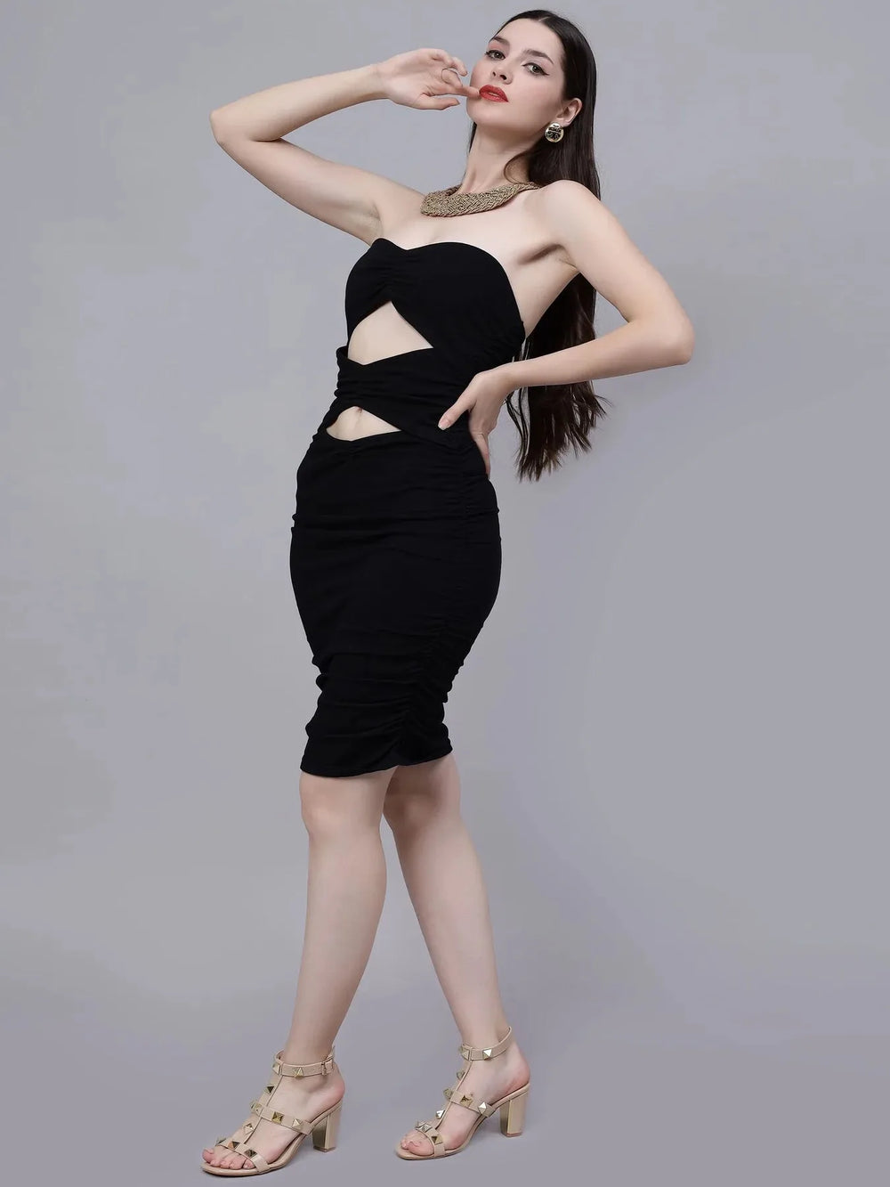 Front Cutout Off Shoulder Dress