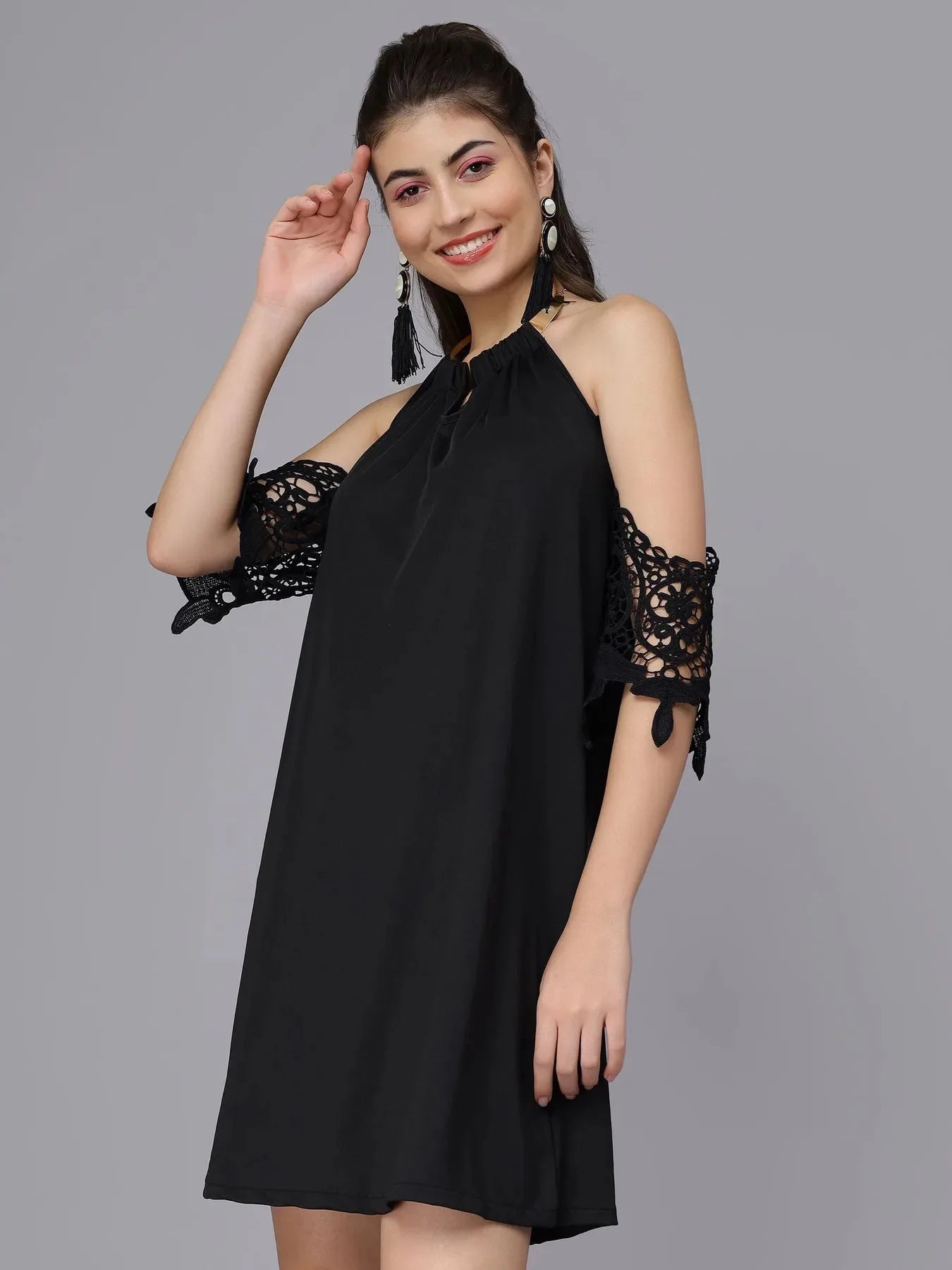 Off-Shoulder Lace Cutout Dress