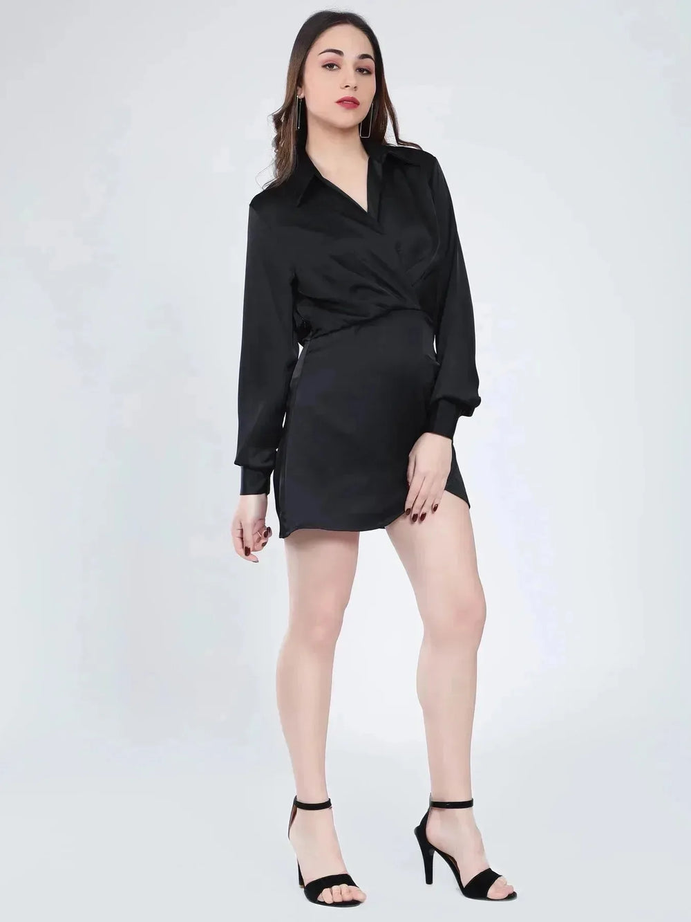 Satin Wrap Short Dress
