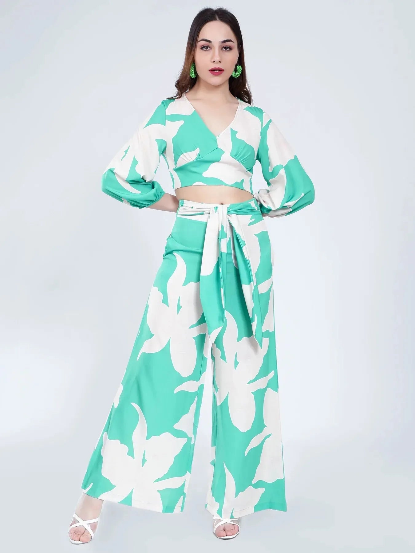 Belted Floral Two-Piece Set