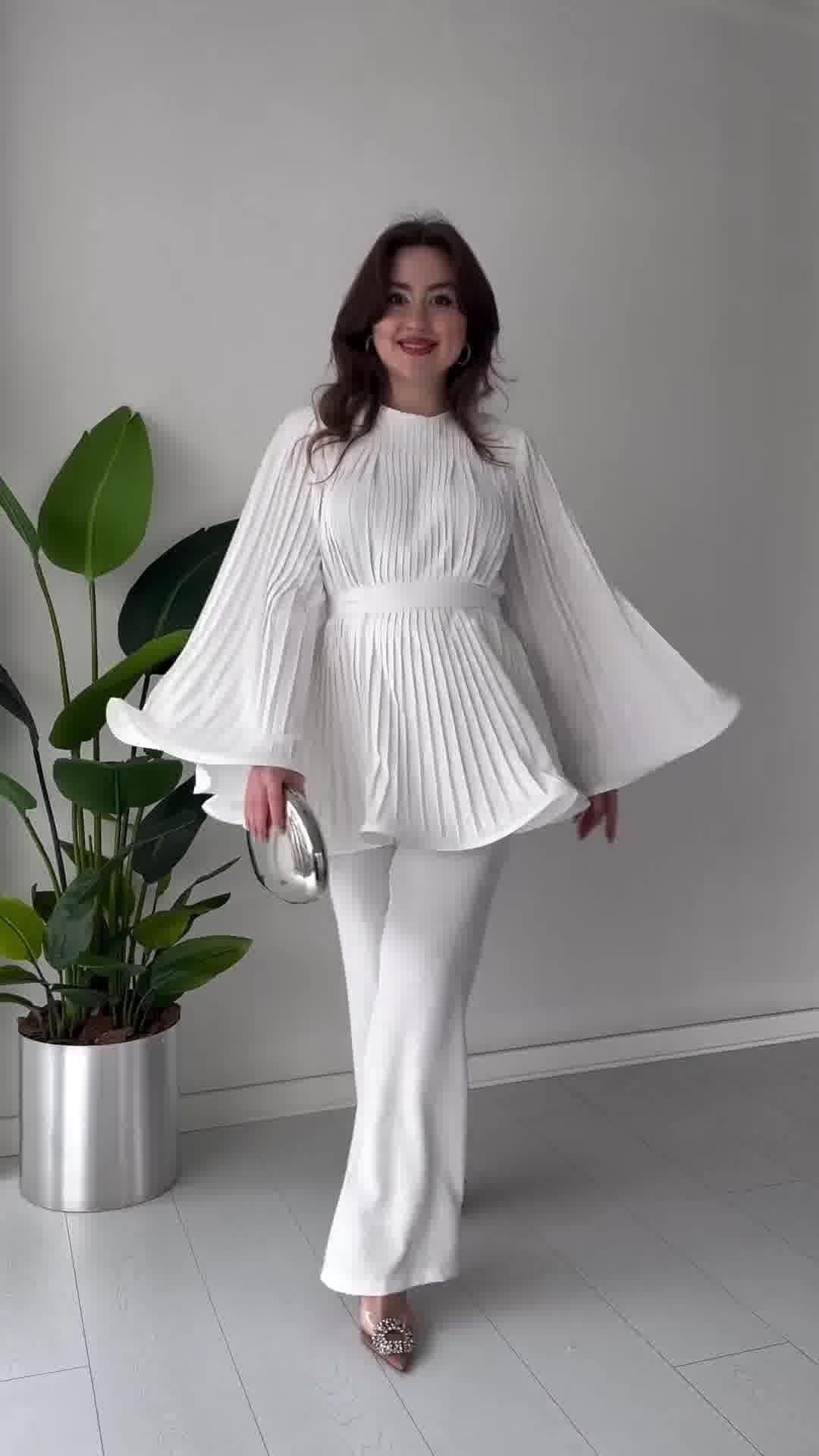 Fan Pleated Two-Piece Set