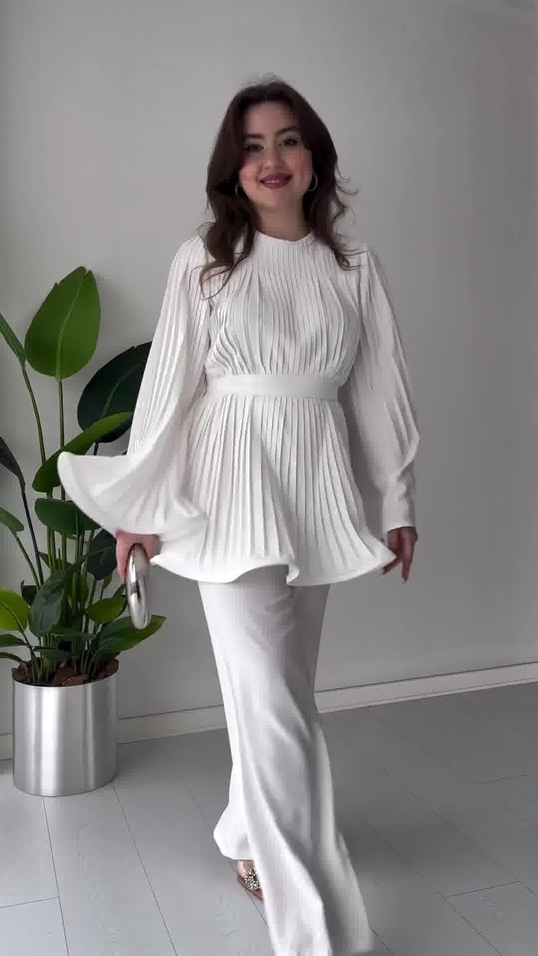 Fan Pleated Two-Piece Set