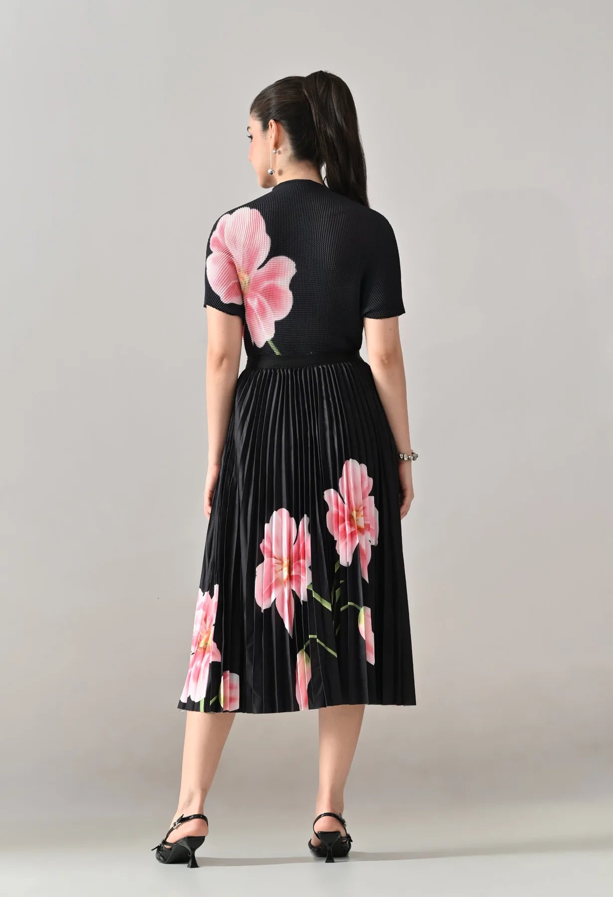 Floral Printed Pleated Two-Piece Set