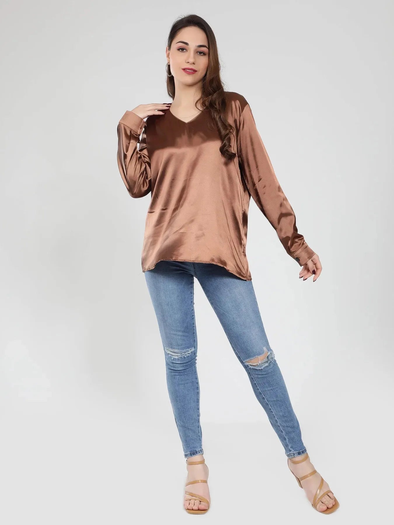 V-Neck Satin Top
