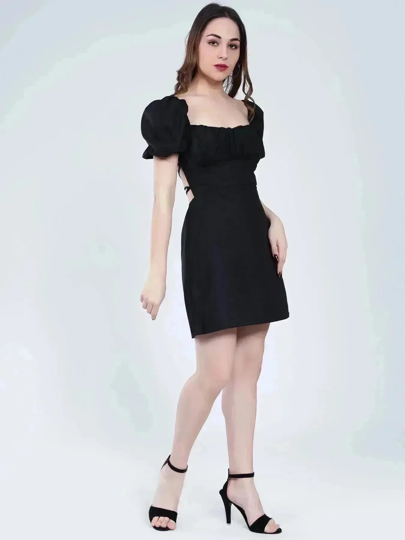 Off Shoulder Puff Sleeves Dress