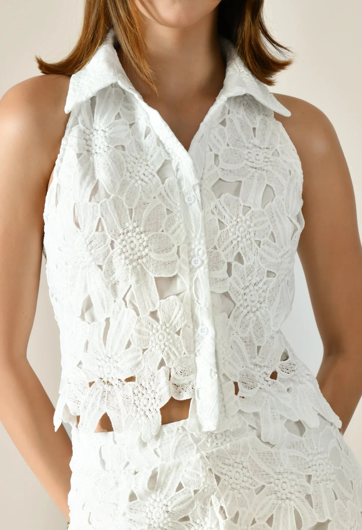 Floral Hollow Lace Co-ord Set