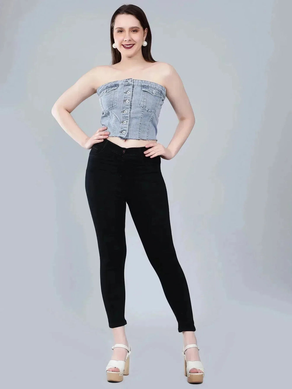 Denim Corset Crop Top