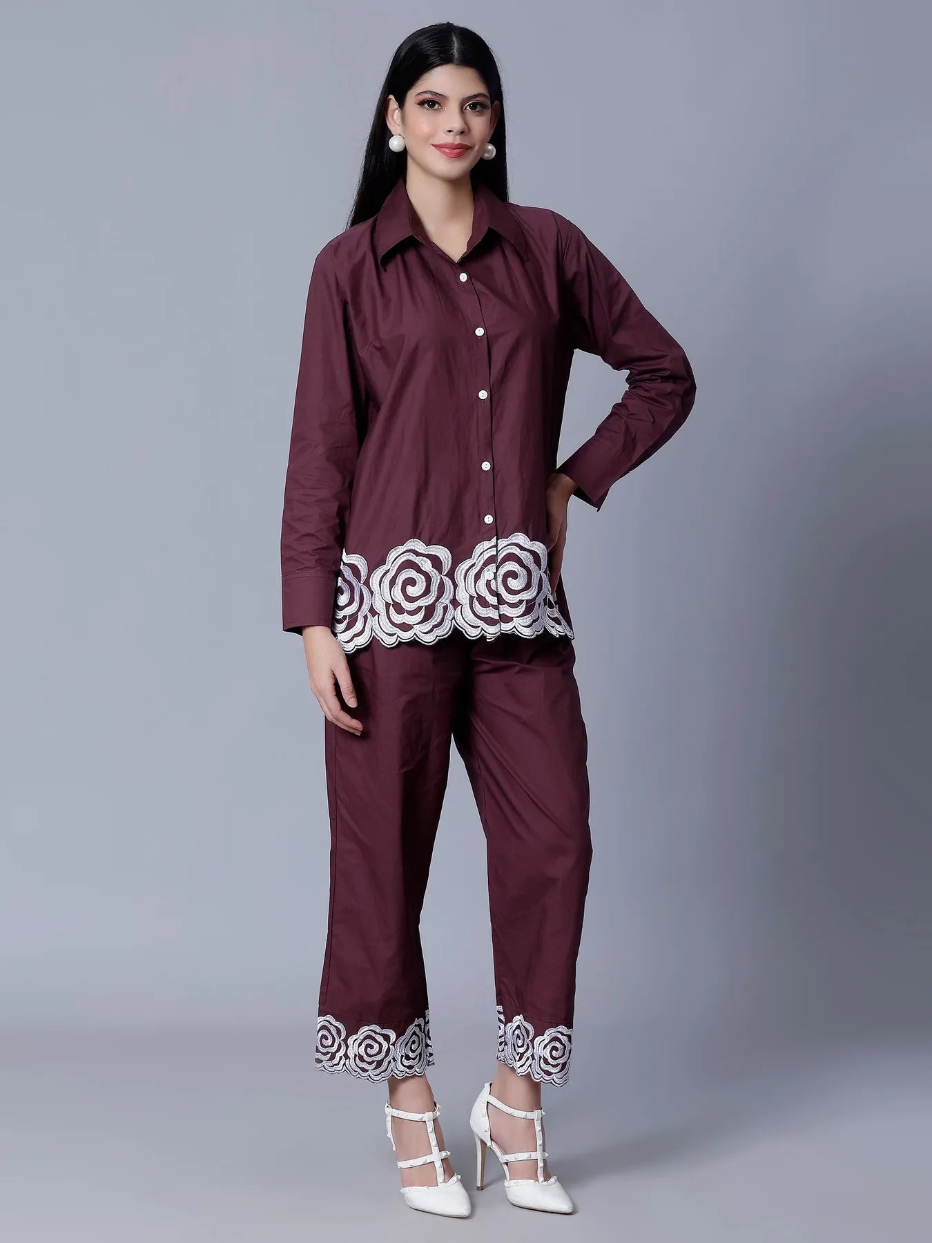 Flower Embroidery Two-Piece Set