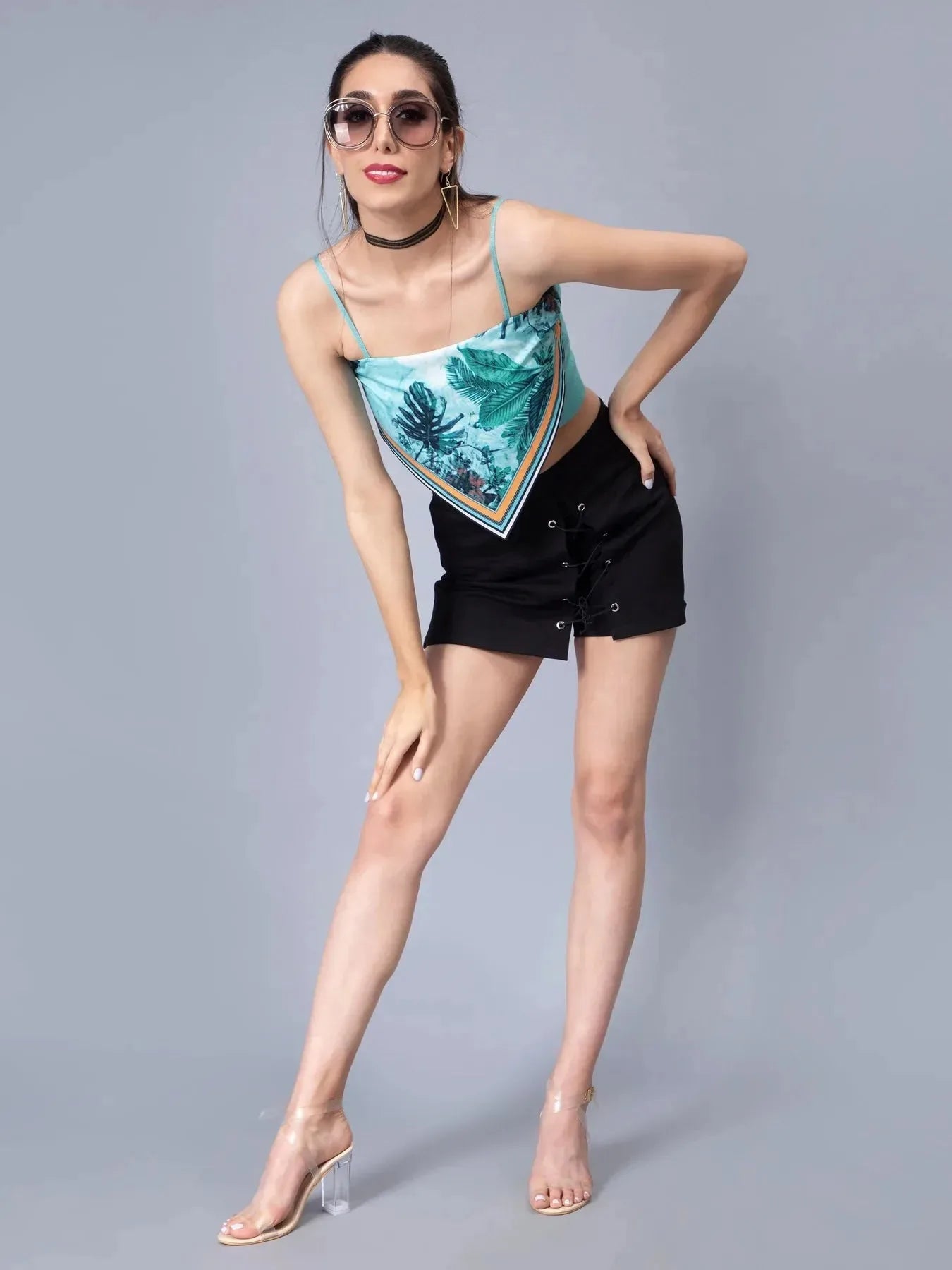 Print Handkerchief Flap Cami Top