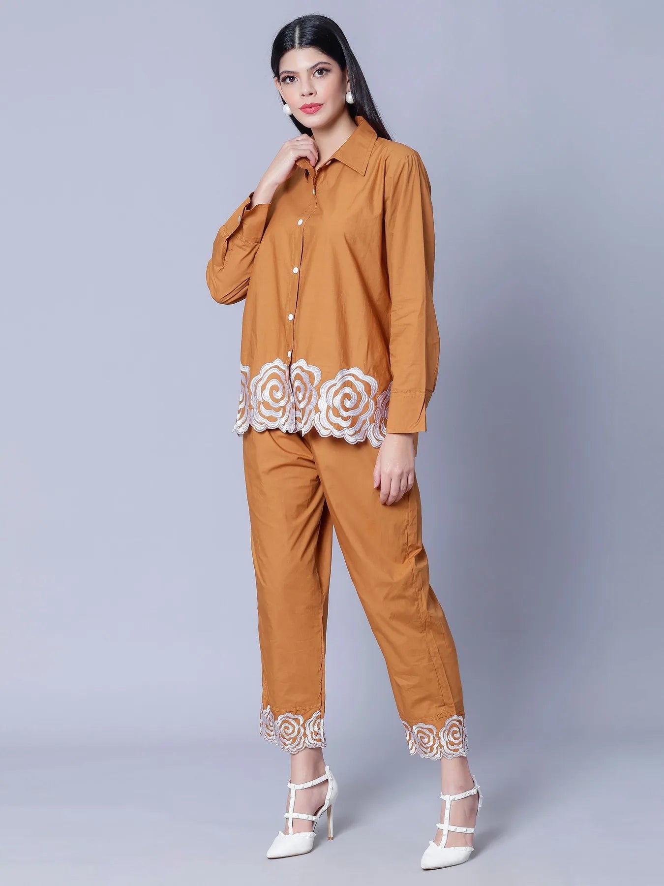 Flower Embroidery Two-Piece Set