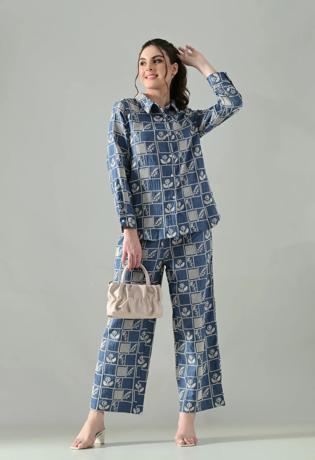 Floral Cube Embroidered Co-ord Set