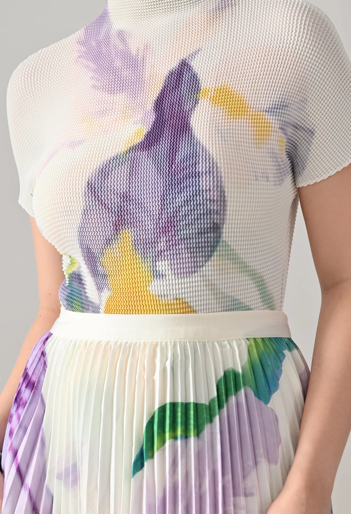 Chromatic Printed Pleated Two Piece Set