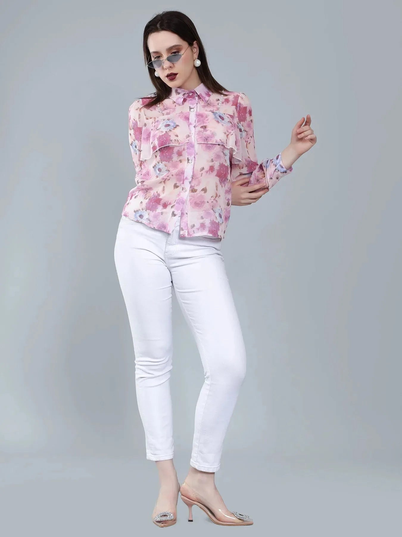Ruffle Floral Shirt