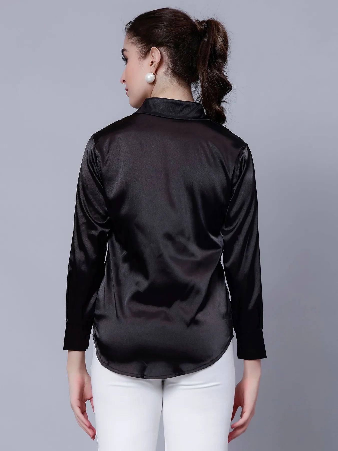 Elegant Ribbon Satin Shirt