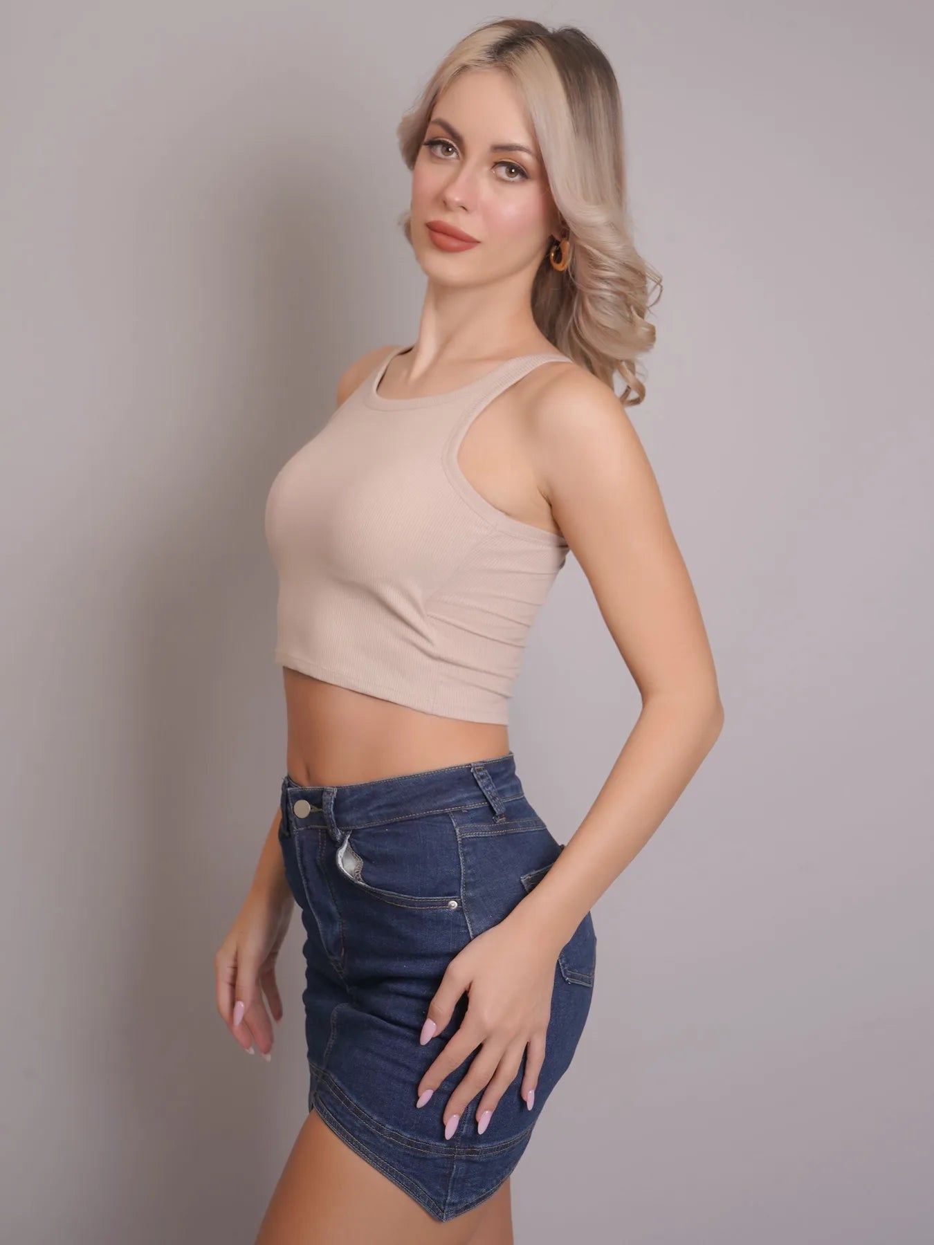 Padded Ribbed Crop Top