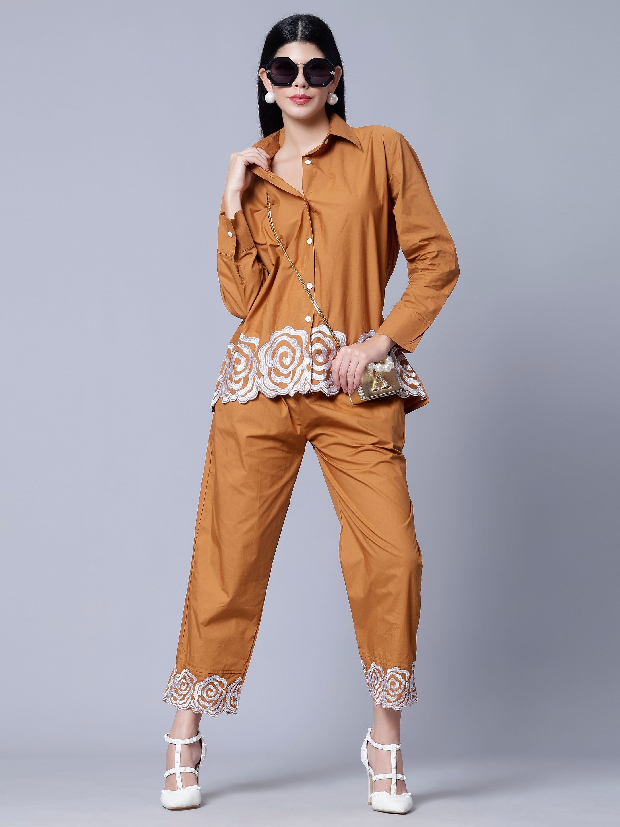 Flower Embroidery Two-Piece Set