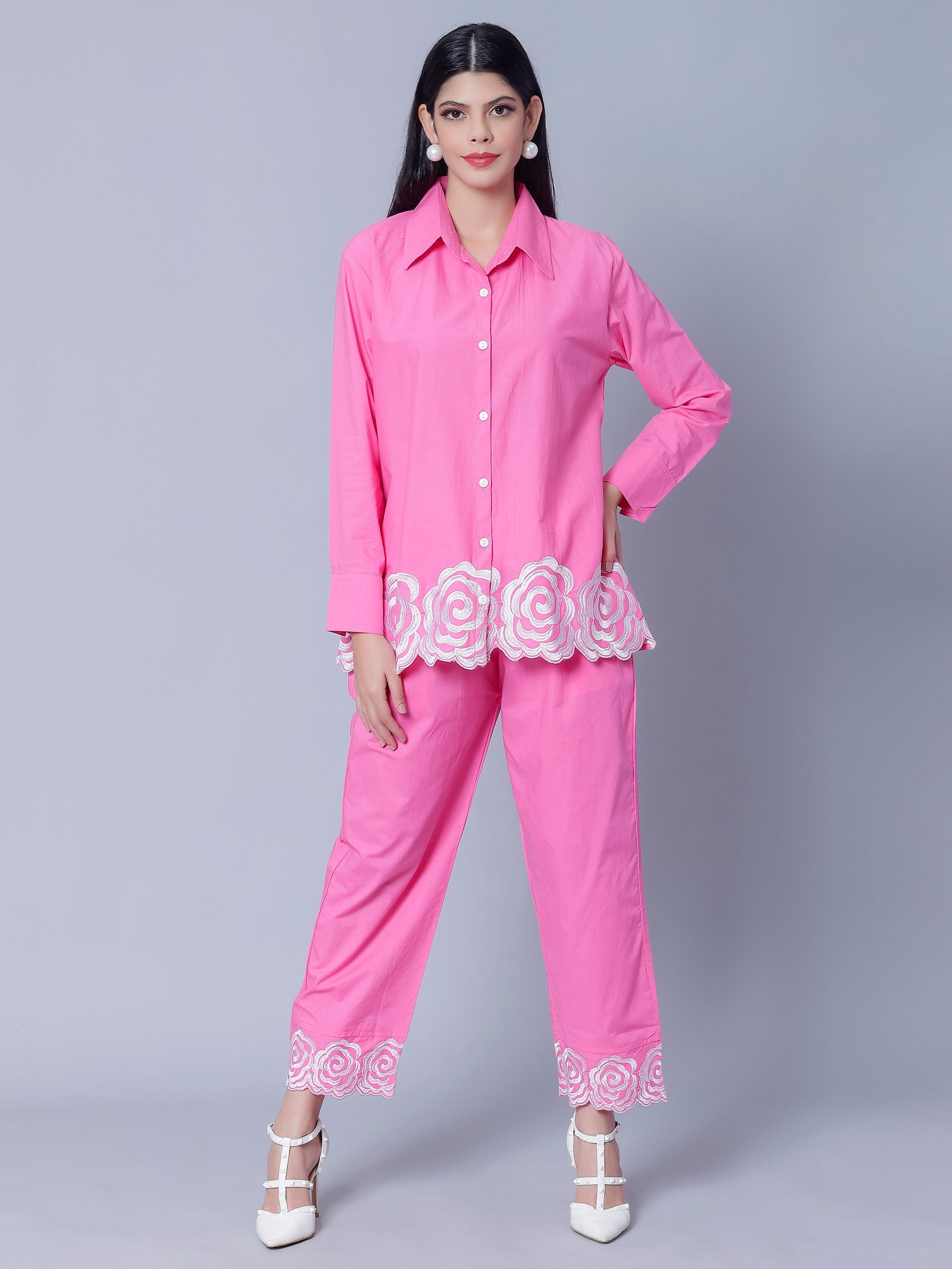 Flower Embroidery Two-Piece Set