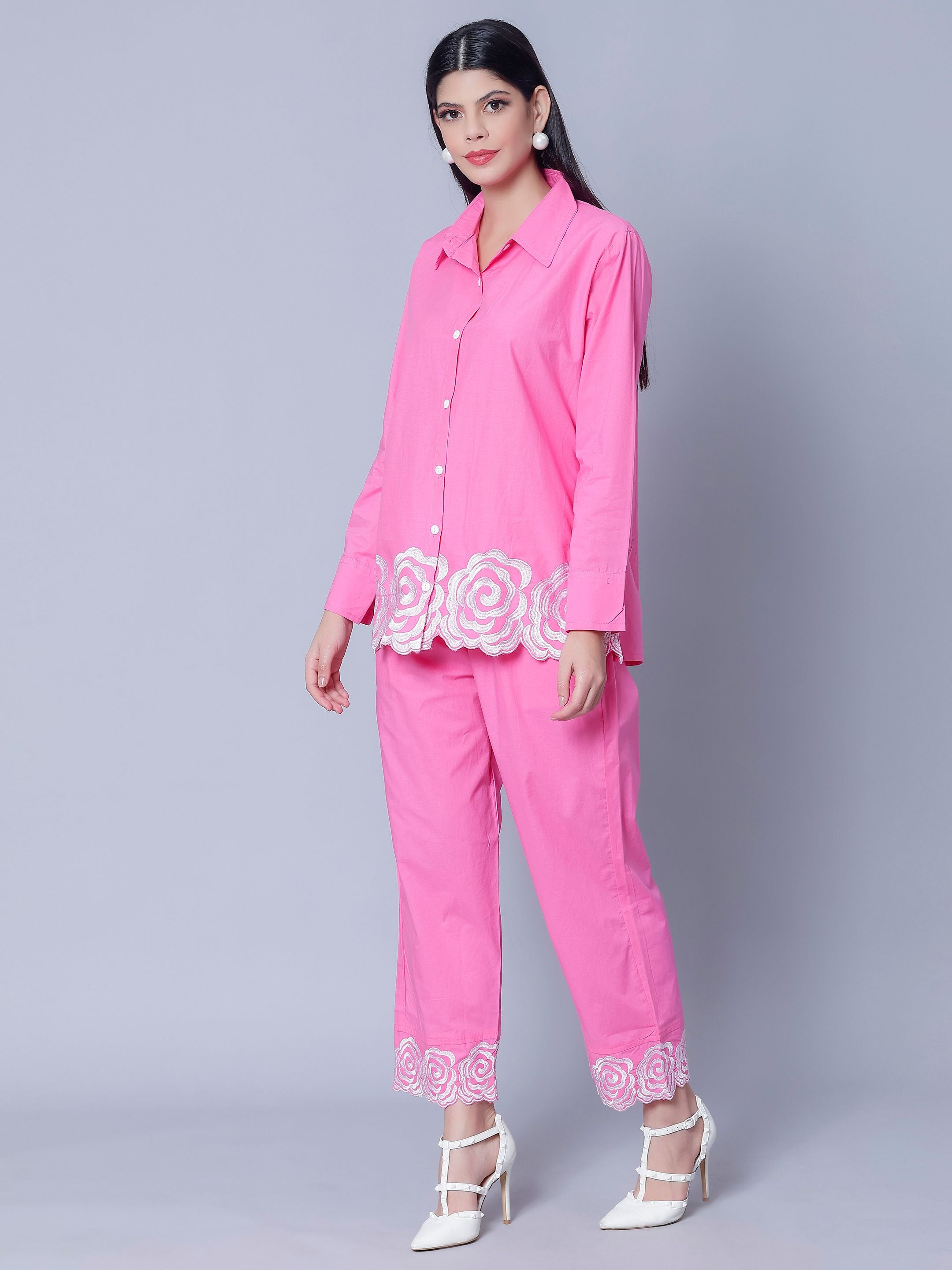 Flower Embroidery Two-Piece Set