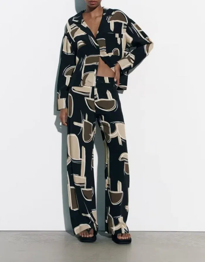 Abstract Printed Two-Piece Set