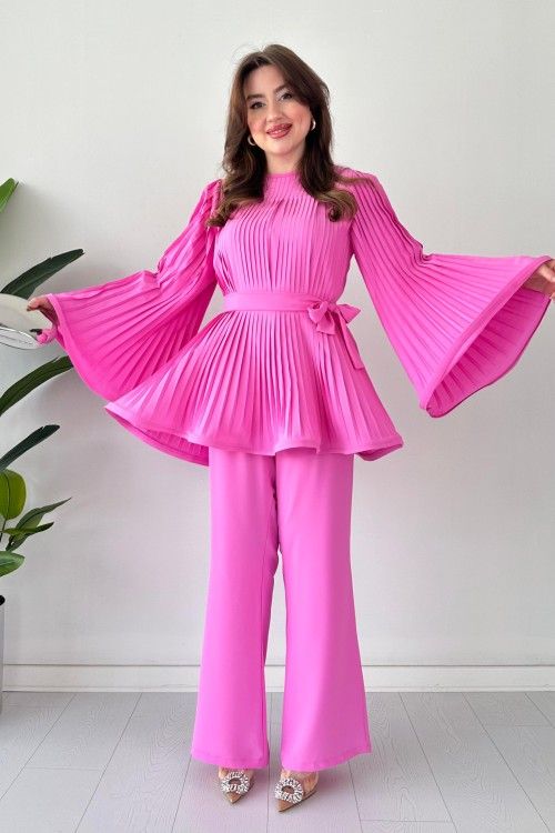 Fan Pleated Two-Piece Set