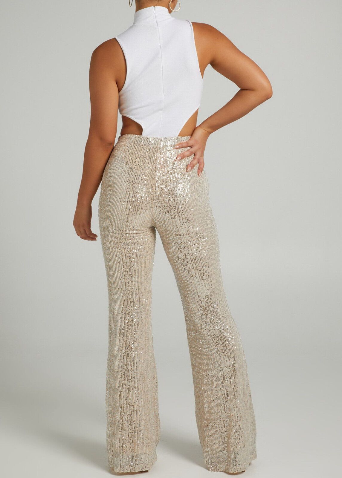 High Waisted Sequins Trousers