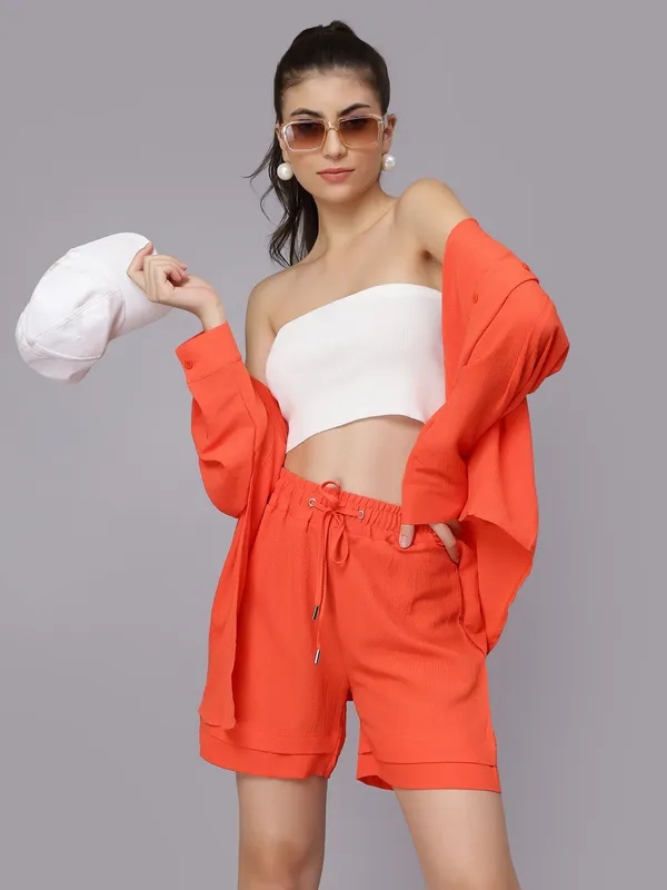 Buy Stylish Summer Shirt & Shorts Set S Orange Online