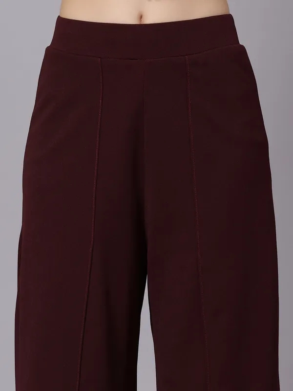 Buy Front Overlap Slit Pants M Wine Online