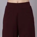 Buy Front Overlap Slit Pants M Wine Online