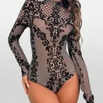 Buy Elegant Mesh Bodysuit One Size Nude at Best Price