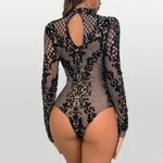 Buy Elegant Mesh Bodysuit One Size Nude Online