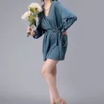 Buy Front Overlap Flair Satin Playsuit M Blue