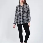 Shop for Plaid Sheer Shirt One-Size Black Online