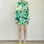 Abstract Print Two-Piece Set S Green