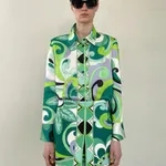 Abstract Print Two-Piece Set S Green