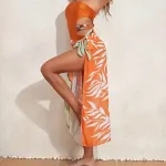 Shop for Bead Cut Out Monokini With Sarong XS Orange Online