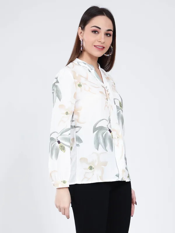 Water Colour Flower Blouse XS White