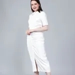 Back Cutout Shirt Dress XS White