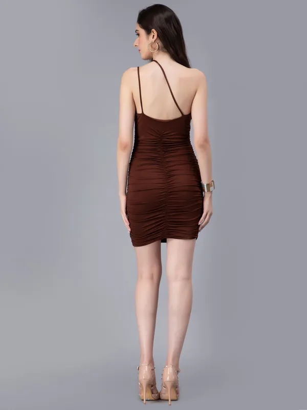 Strappy Dress With Ruching M Brown