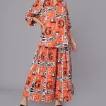 Tiger Print Oversized Two-Piece Set One Size Orange