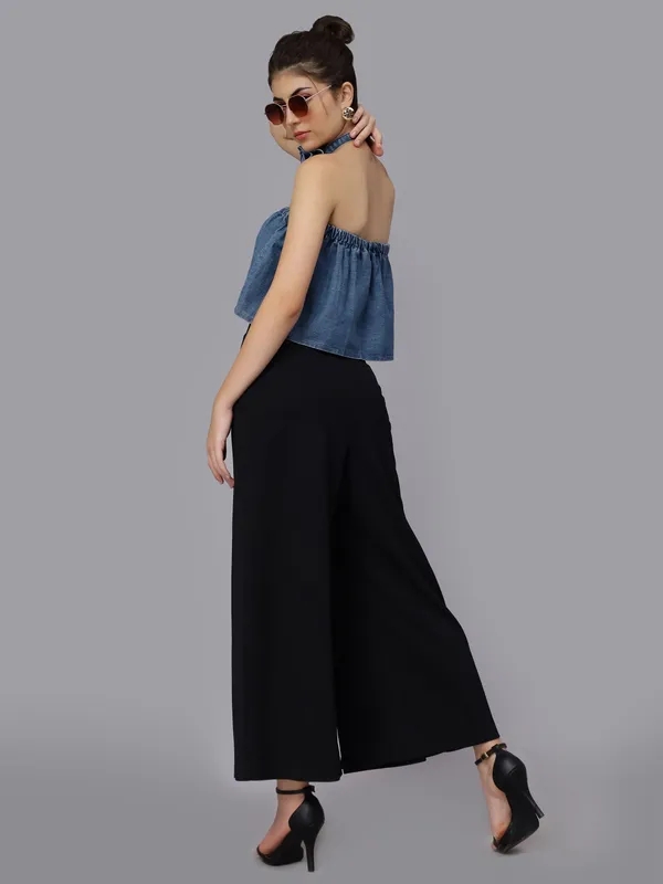 Shop for Denim Loose Tube Crop Top One Size Blue Online