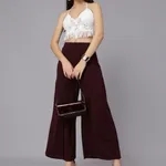 Front Overlap Slit Pants M Wine