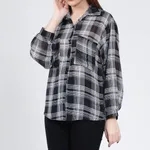 Buy Stylish Plaid Sheer Shirt One-Size Black Online