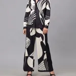 Abstract Printed Two-Piece Set S Black