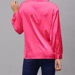 Buy Stylish Elegant Ribbon Satin Shirt S Pink Online