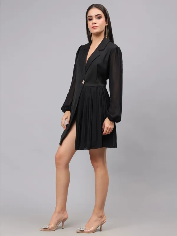 Buy Pleated Wrap Dress S Black