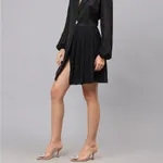 Buy Pleated Wrap Dress S Black